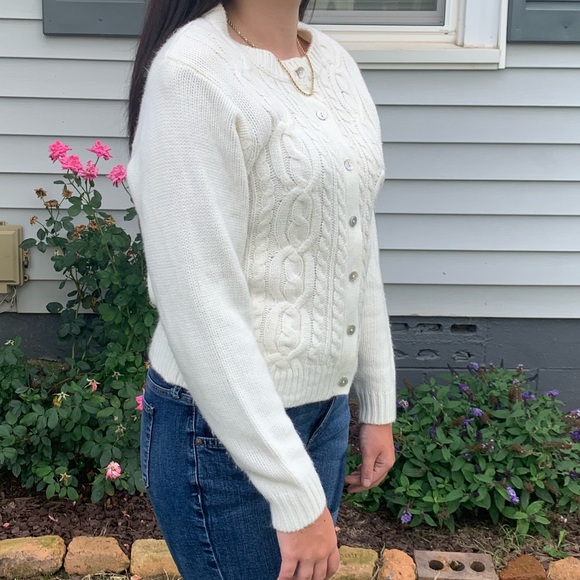 White Button Up Dressbarn Sweater - Picture 8 of 13